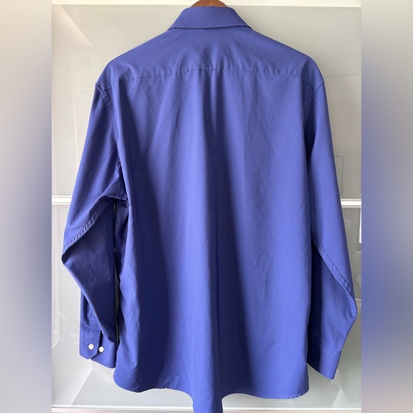 Perry Ellis Portfolio Shirt Mens 17 32 33 Blue Long Sleeve Tech Slim - Picture 4 of 7